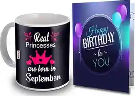 Me&you Real Princess are Born in September Printed Mug and Greeting Card Gift Set